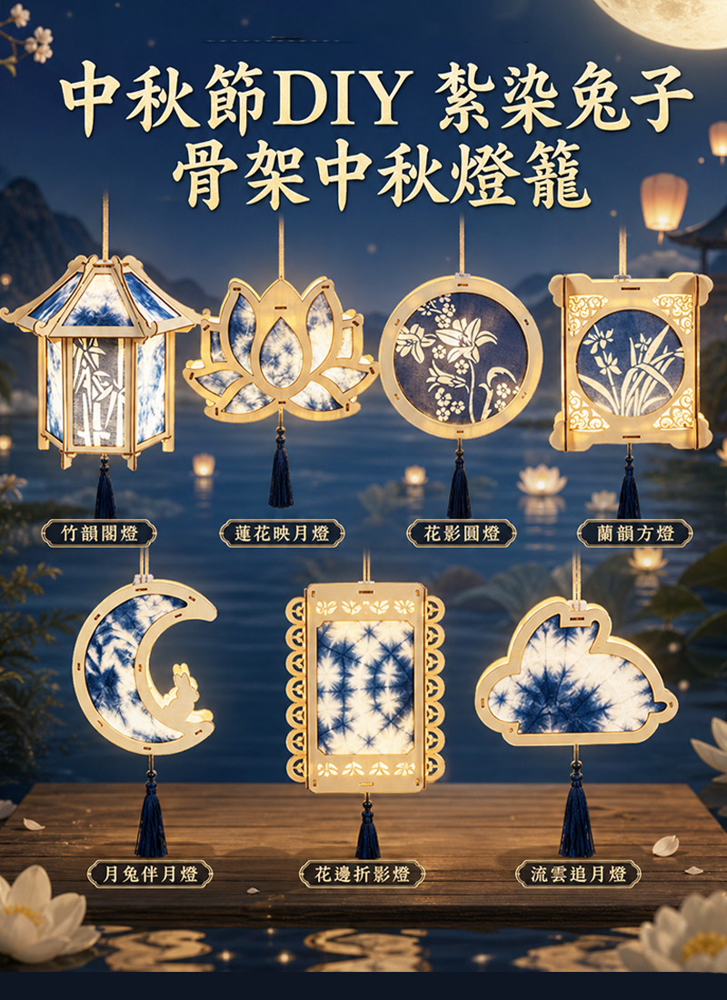 中秋節DIY 紮染兔子骨架中秋燈籠 AUT2603