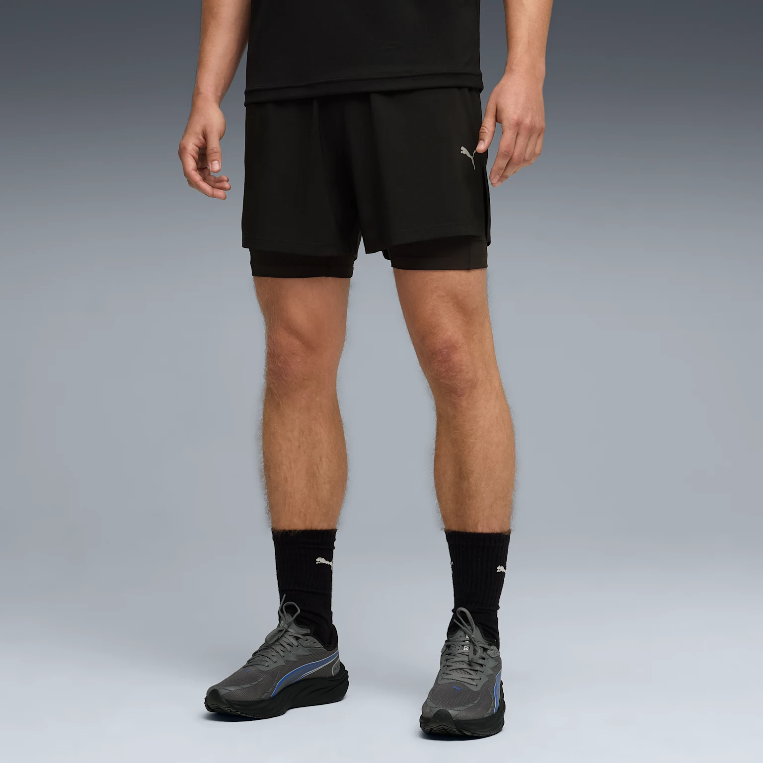 PUMA 短褲 DREAMRUN 跑步系列 黑 2IN1 短風褲 男 52855101