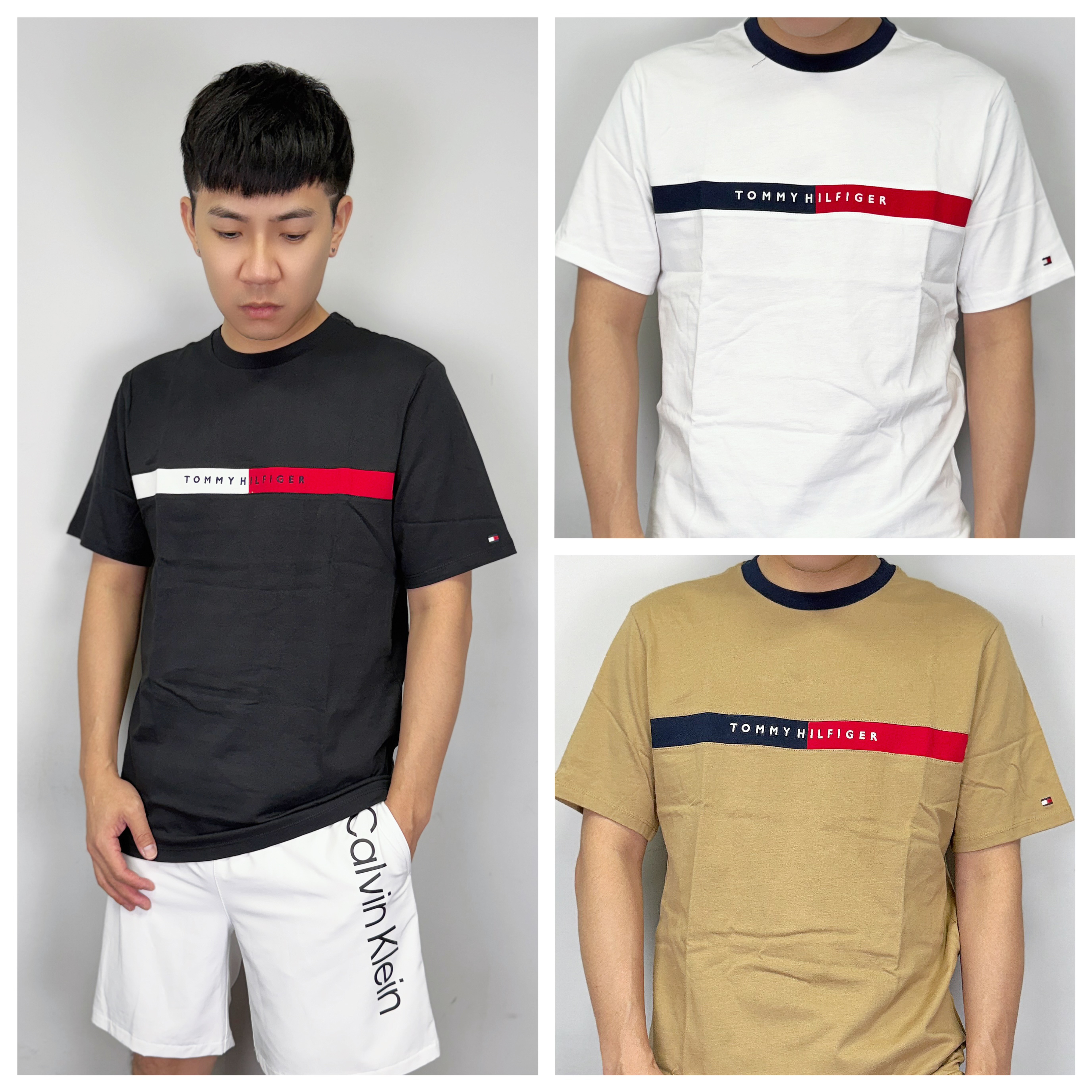 Tommy Hilfiger 雙色橫條電繡字母 短袖上衣 短T