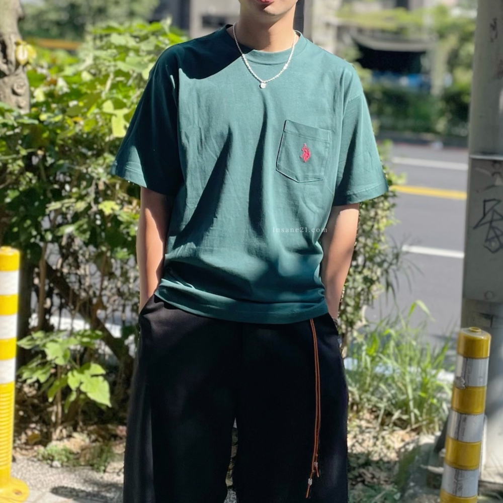 U.S. POLO ASSN. 森林綠 口袋 短袖  日本