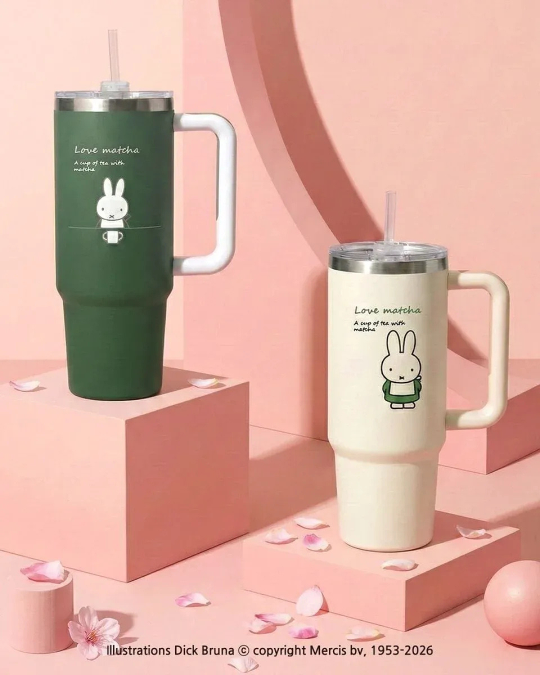 【 限量現貨 】韓國 BOC × Miffy Love Matcha 大容量不鏽鋼手把保溫杯 ( 附吸管 ) 887ml