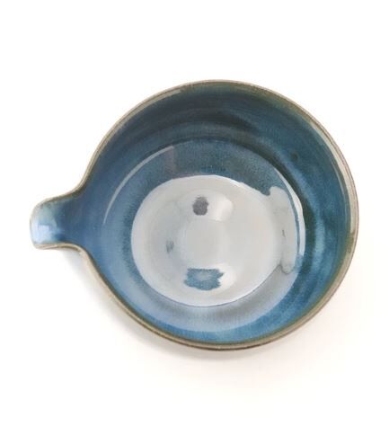 日本製片口抹茶碗藍色[職人作]