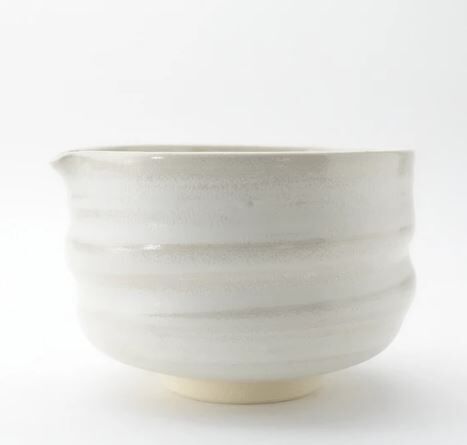 日本製 片口抹茶碗 轆轤師手作 白釉