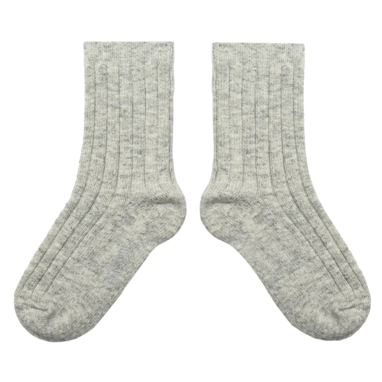 (預購) COLLEGIEN 羊絨羊毛羅紋襪 Chamois - 210 Gris Clair 淺灰