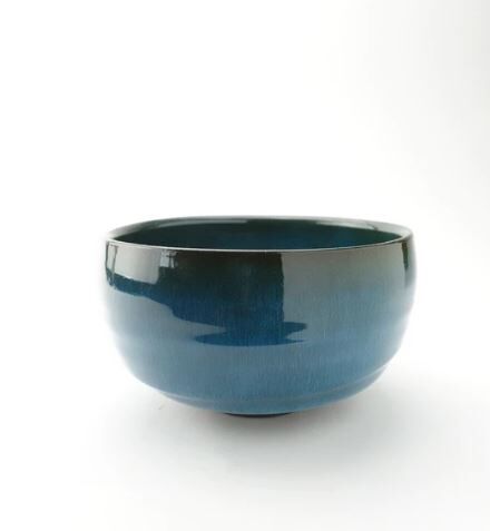 日本製 波佐見燒 抹茶碗 藍色 [筒山太一窯]
