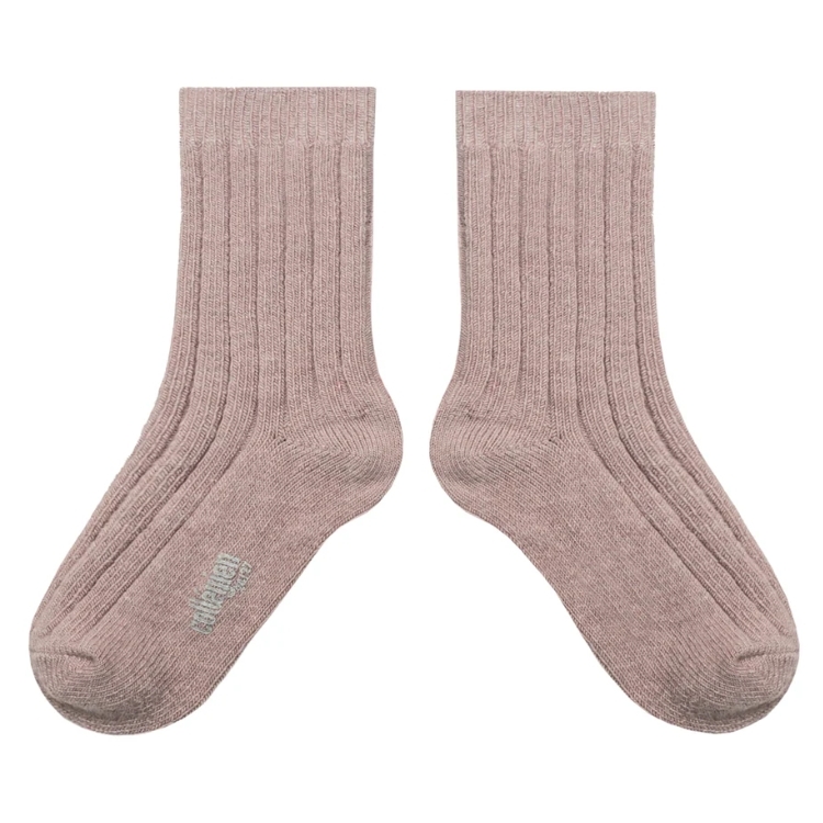 (預購) COLLEGIEN 羊絨羊毛羅紋襪 Chamois - 331 Vieux Rose 復古粉