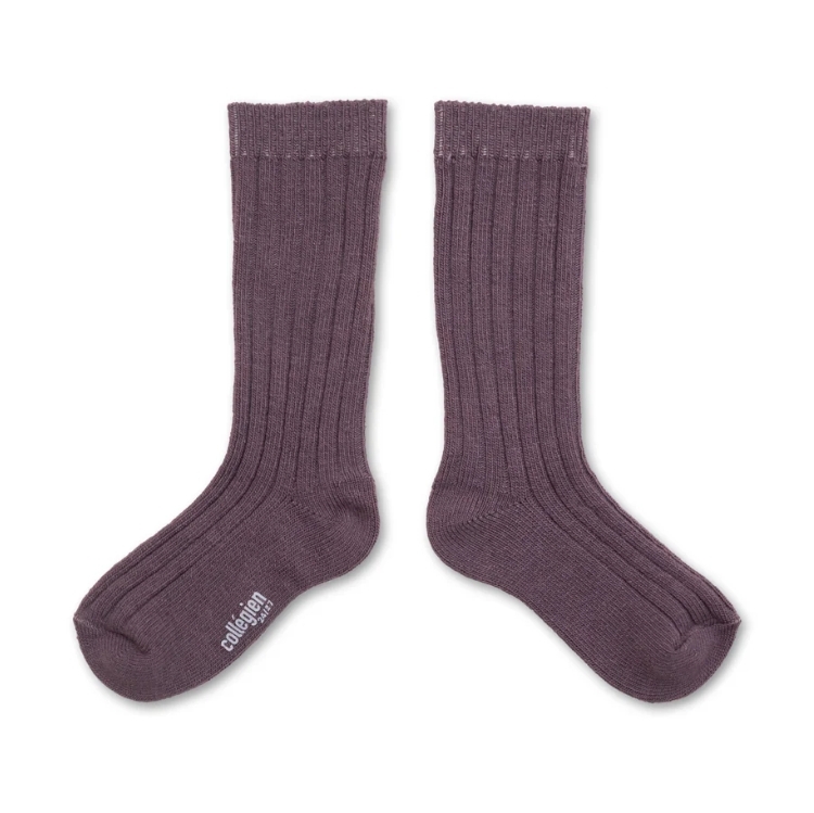 (預購) COLLEGIEN 羊絨羊毛羅紋襪 Chamois - 406 Glycine du Japon 紫藤