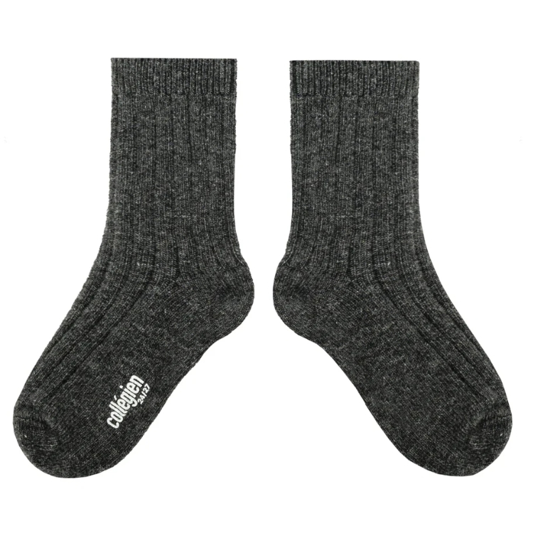 (預購) COLLEGIEN 羊絨羊毛羅紋襪 Chamois - C32 Smoky 煙灰