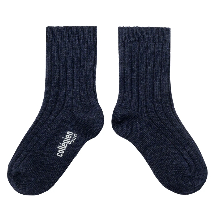(預購) COLLEGIEN 羊絨羊毛羅紋襪 Chamois - C33 Douce Nuit 夜黑