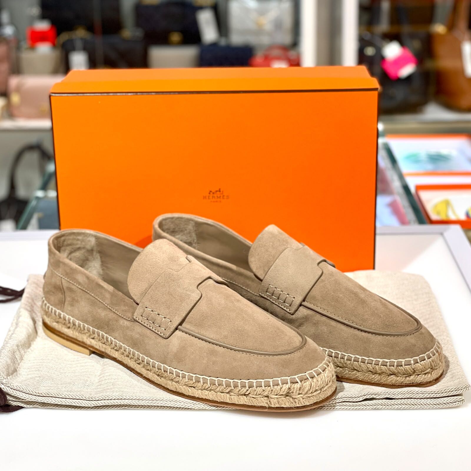全新HERMES 44碼 Trip espadrille 啡色麂皮休閒鞋 #BRAND NEW #香榭站正品