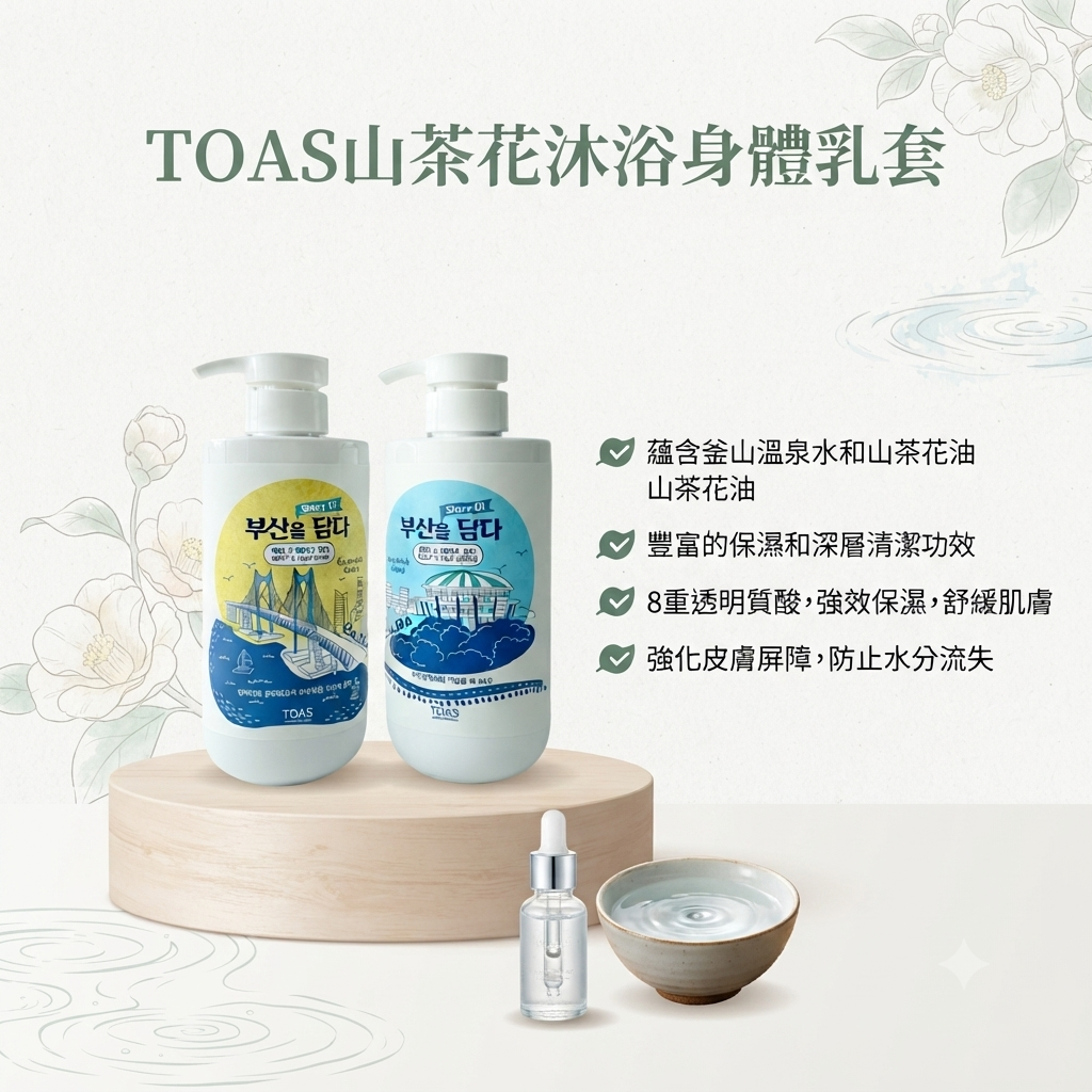 預訂7月下旬到【TOAS 山茶花沐浴身體乳套】