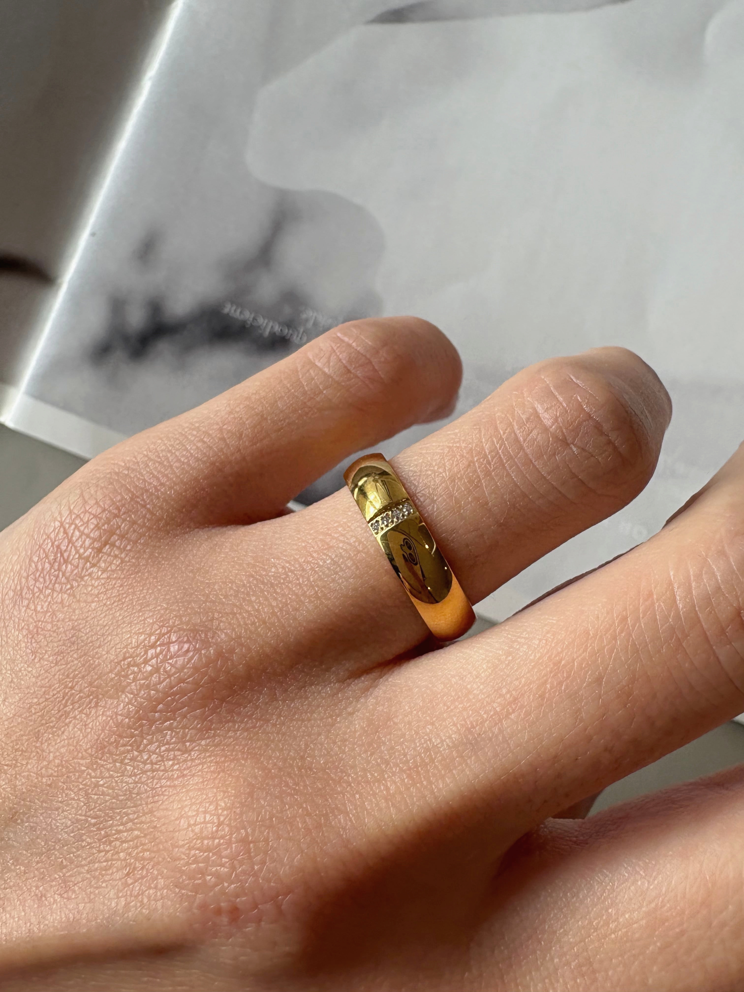elegant stone wide ring