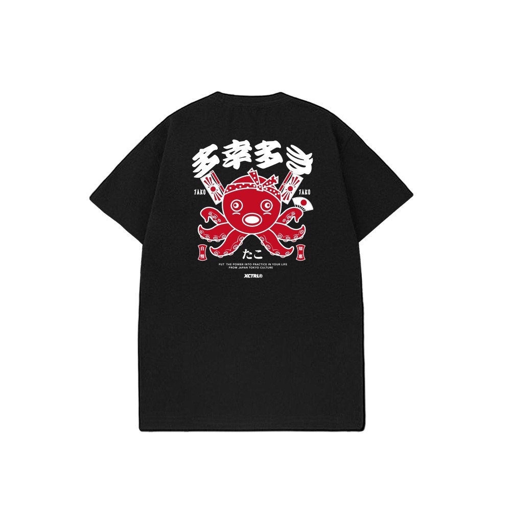 XCTRL 幸福章魚短T-黑┃日系潮流 祭典 吉祥祝福