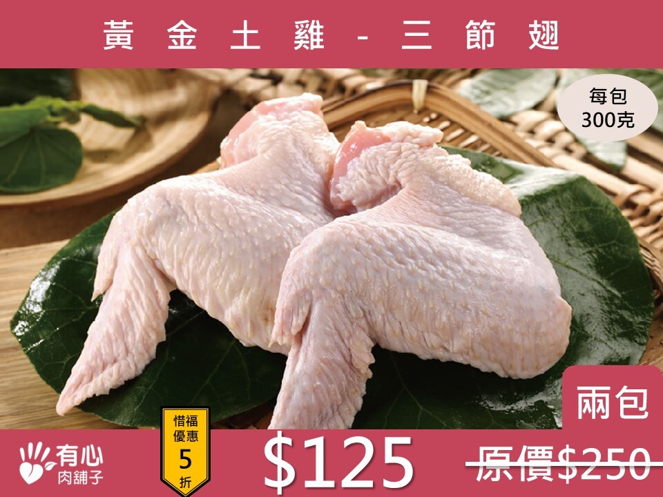 〔 買 一 送 一〕黃金土雞-三節翅 -兩包組【惜福良品優惠】(有效日期2026/8/4)