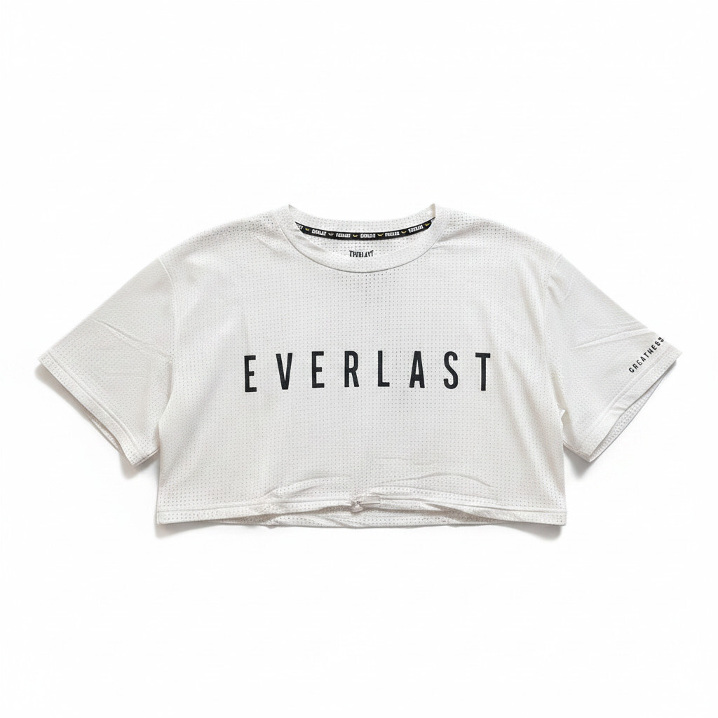 EVERLAST 短T 白色 洞洞 透氣 短版 運動 T恤 女 4122707100