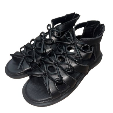 【Nishimatsuya】Kids Girls Multi-Bow Gladiators Cut-Out Sandals (Black)