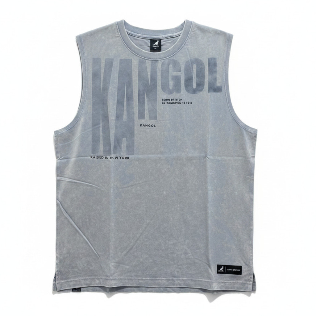 KANGOL 背心 淺藍 袋鼠 洗水 棉質背心 中性 6625148181