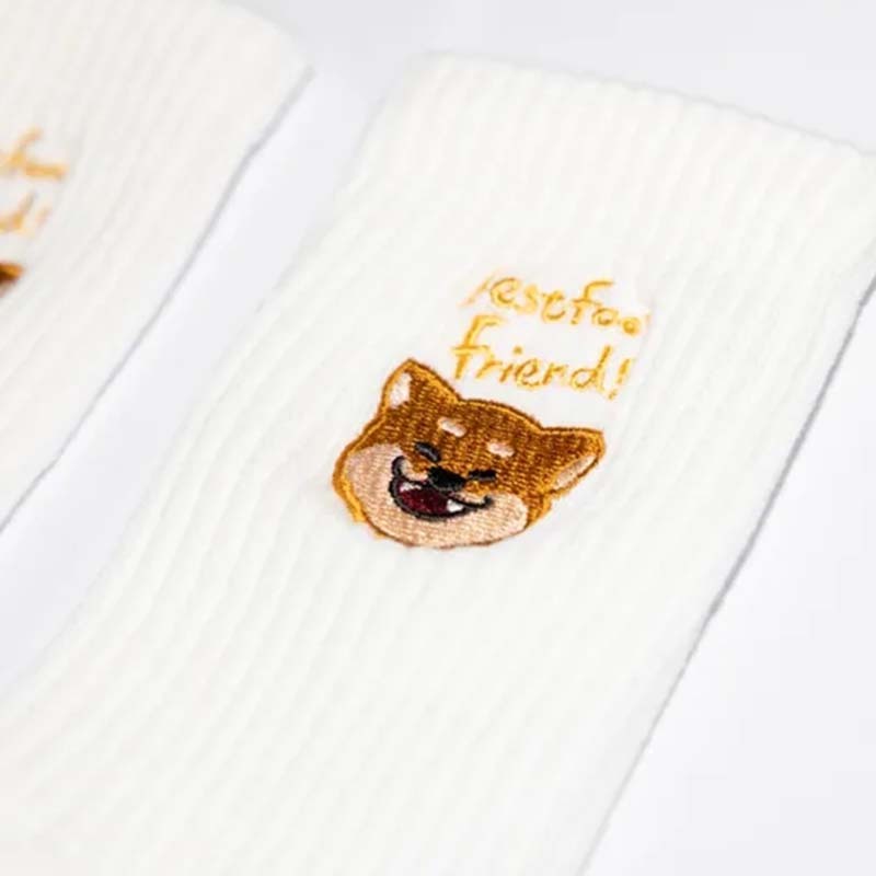 BFF Shiba inu White 柴犬 白色 中筒襪 襪子 BFF-09 [台灣現貨]
