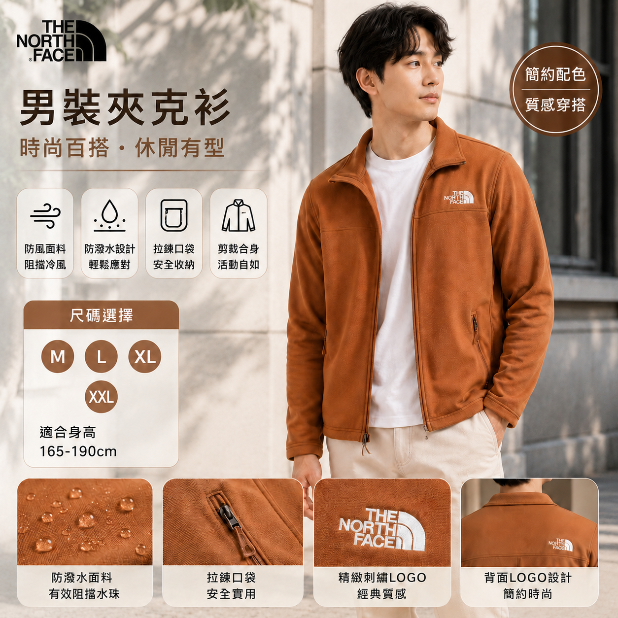 【預購】THE NORTH FACE H070916 男裝拉鏈夾克 (啡色)