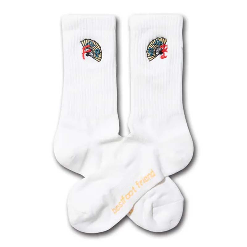 BFF Folding Fan White 折扇 扇子 白色 中筒襪 襪子 BFF-14 [台灣現貨]