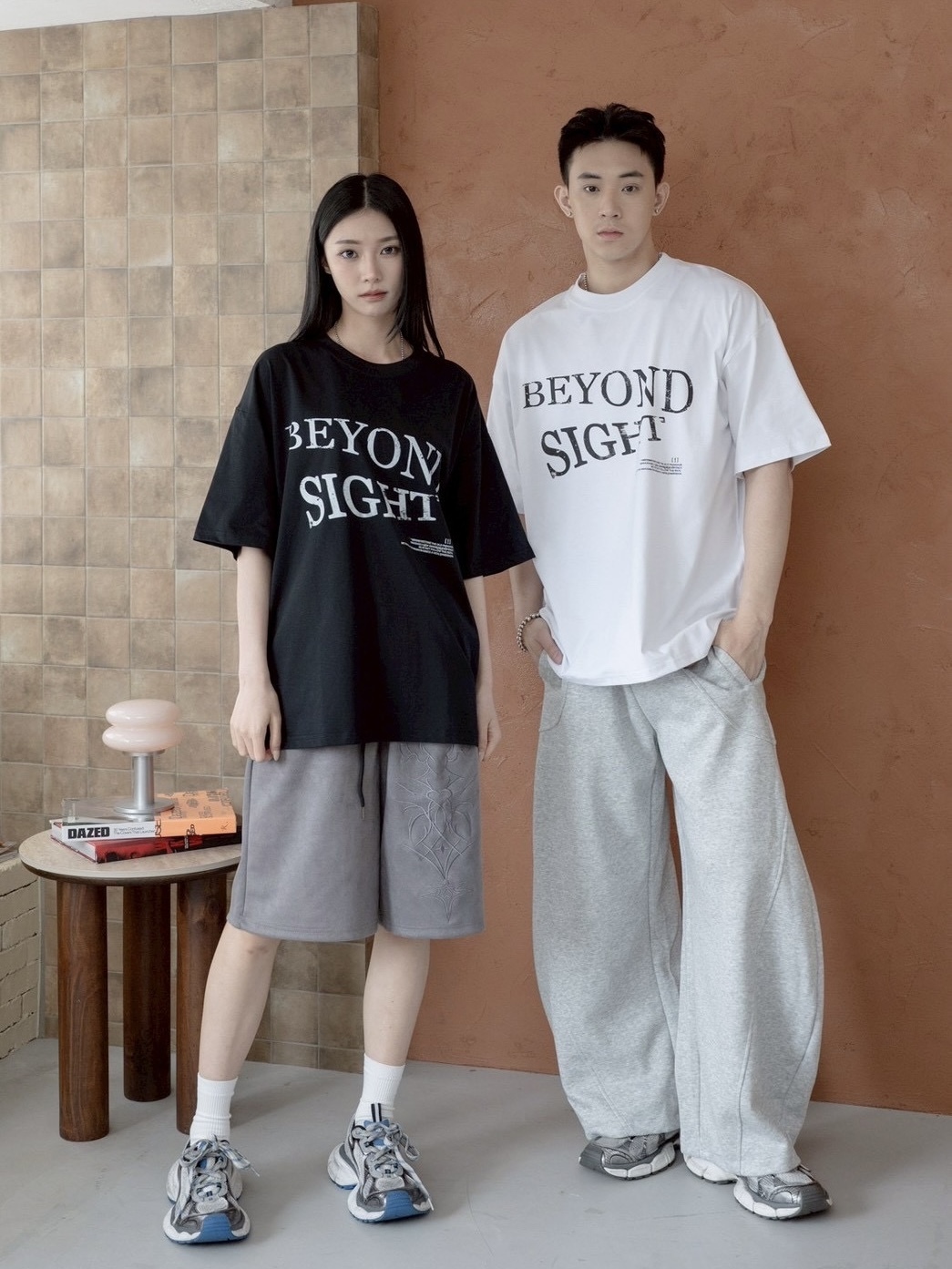 BEYOND SIGHT 黑白 漸變 水滴 設計 短袖
