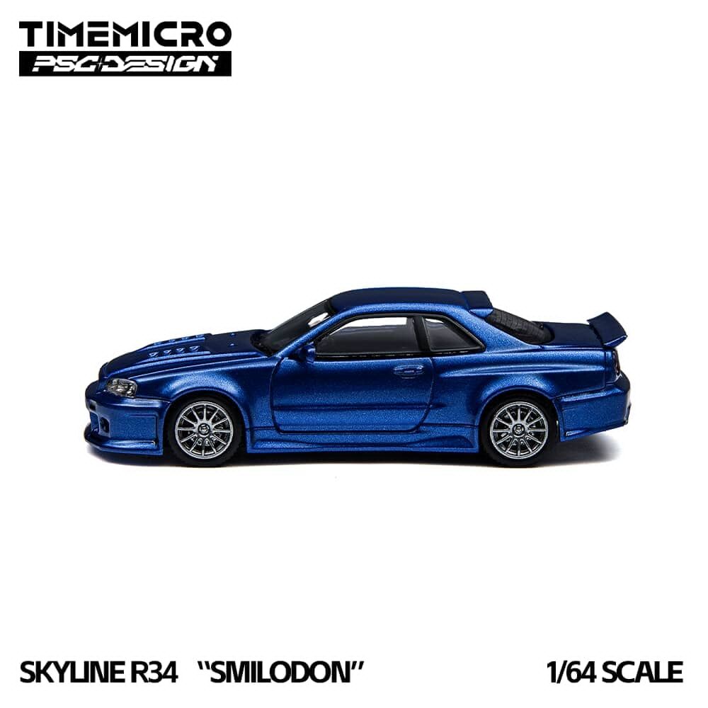 預訂:1/64 Time Micro  Nissan Skyline GT-R R34 Smilodon Blue (TM648403 )
