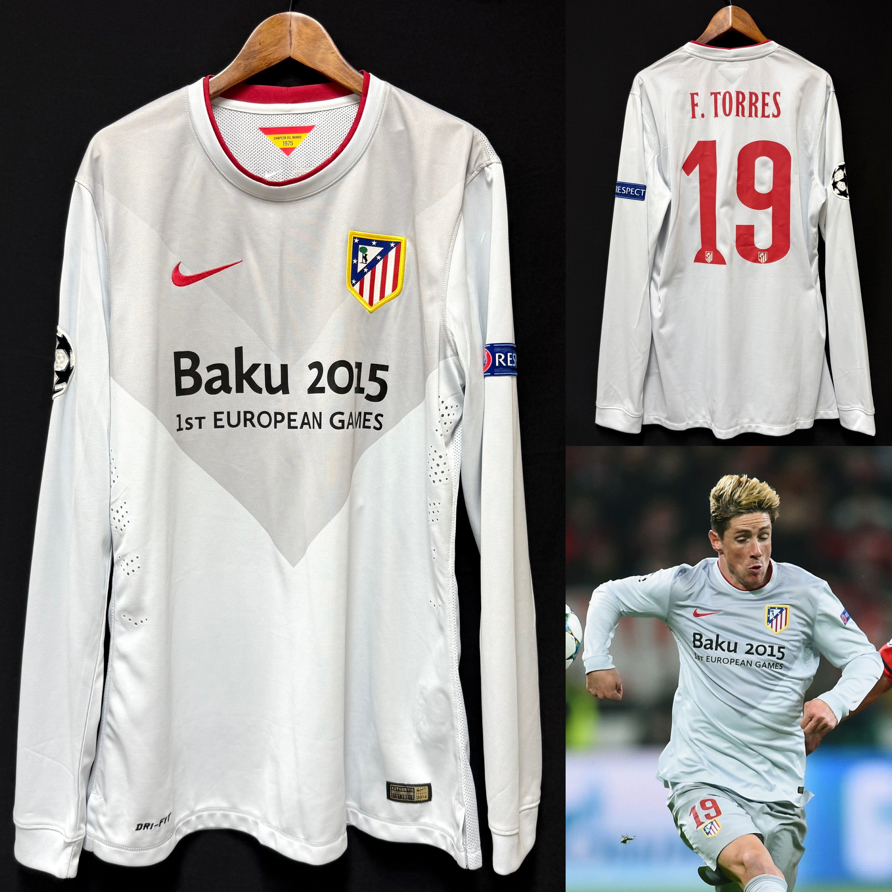 (Player Issue) Atletico Madrid 2014-2015 UEFA Champions League Nike L/S Away Player Issue Shirt #9 F TORRES