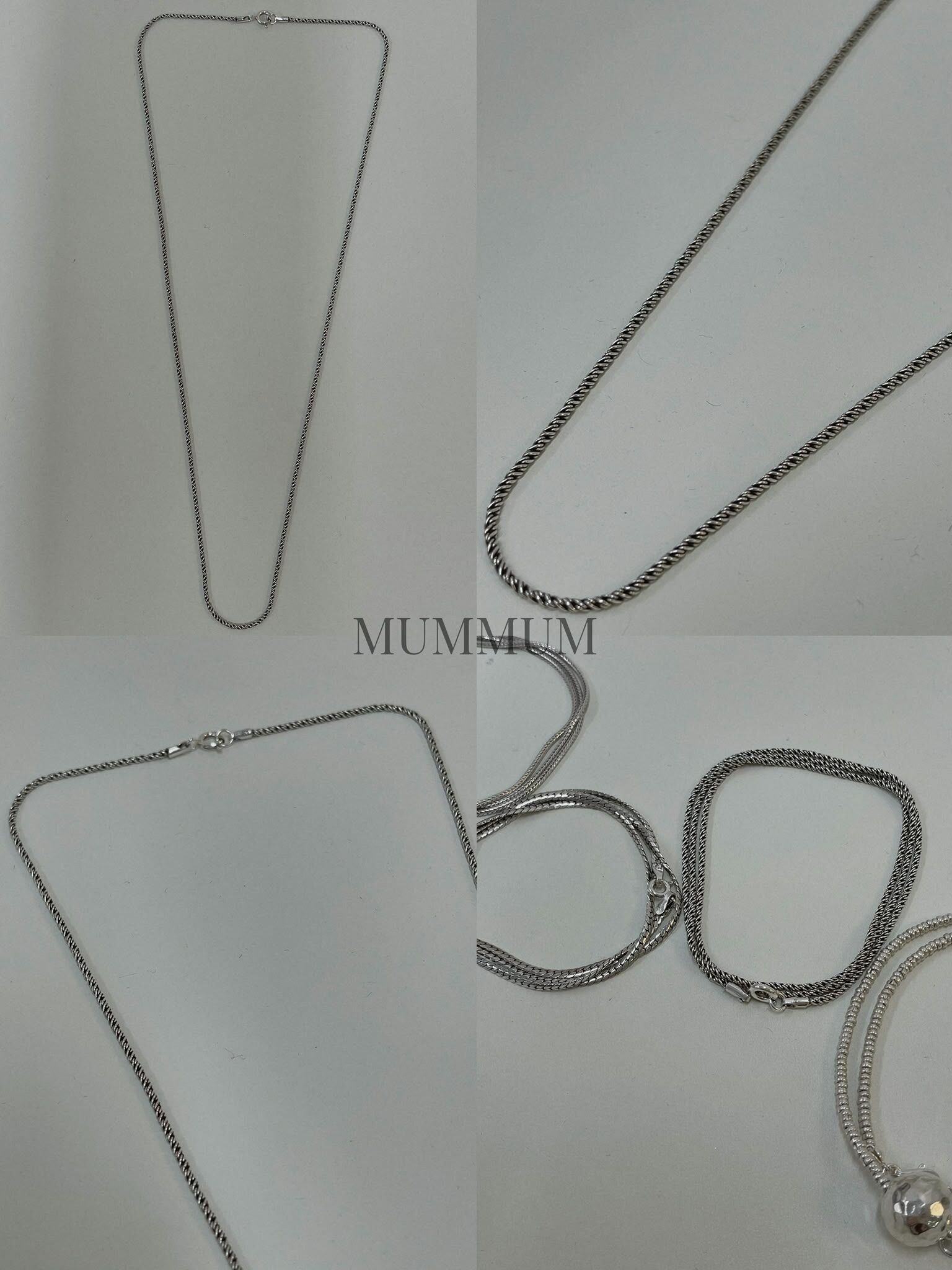 sl13508/簡單銀黑扭紋頸鏈/22'