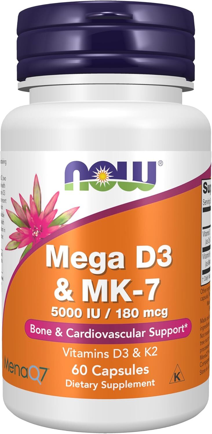 [現貨] NOW Mega 高劑量 D-3 5000IU & MK-7 60粒