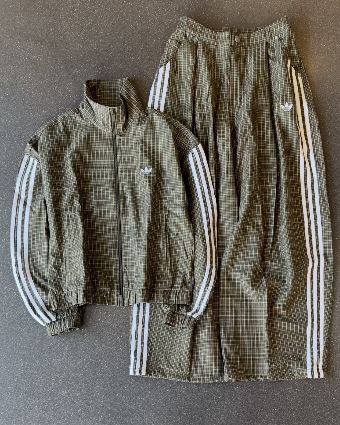 Adidas Originals Checks Track 愛迪達 復古 撞色 格紋 雙拉鍊設計 外套 褲子 女版