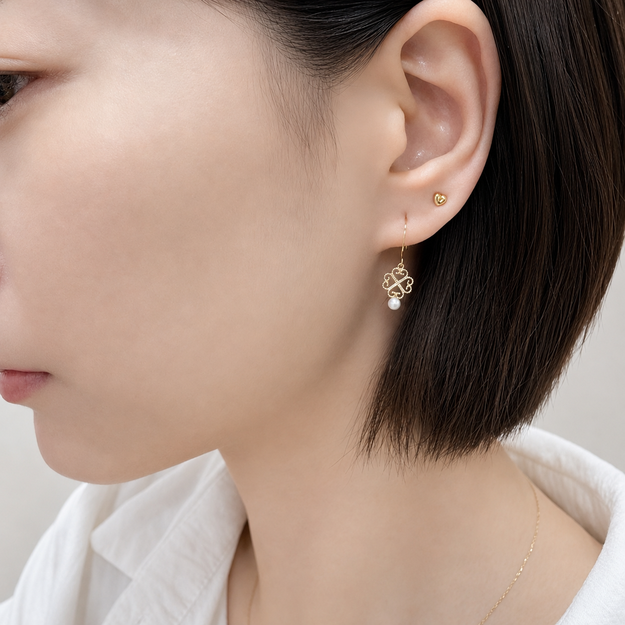 【me.luxe】K10復古窗花珍珠耳環