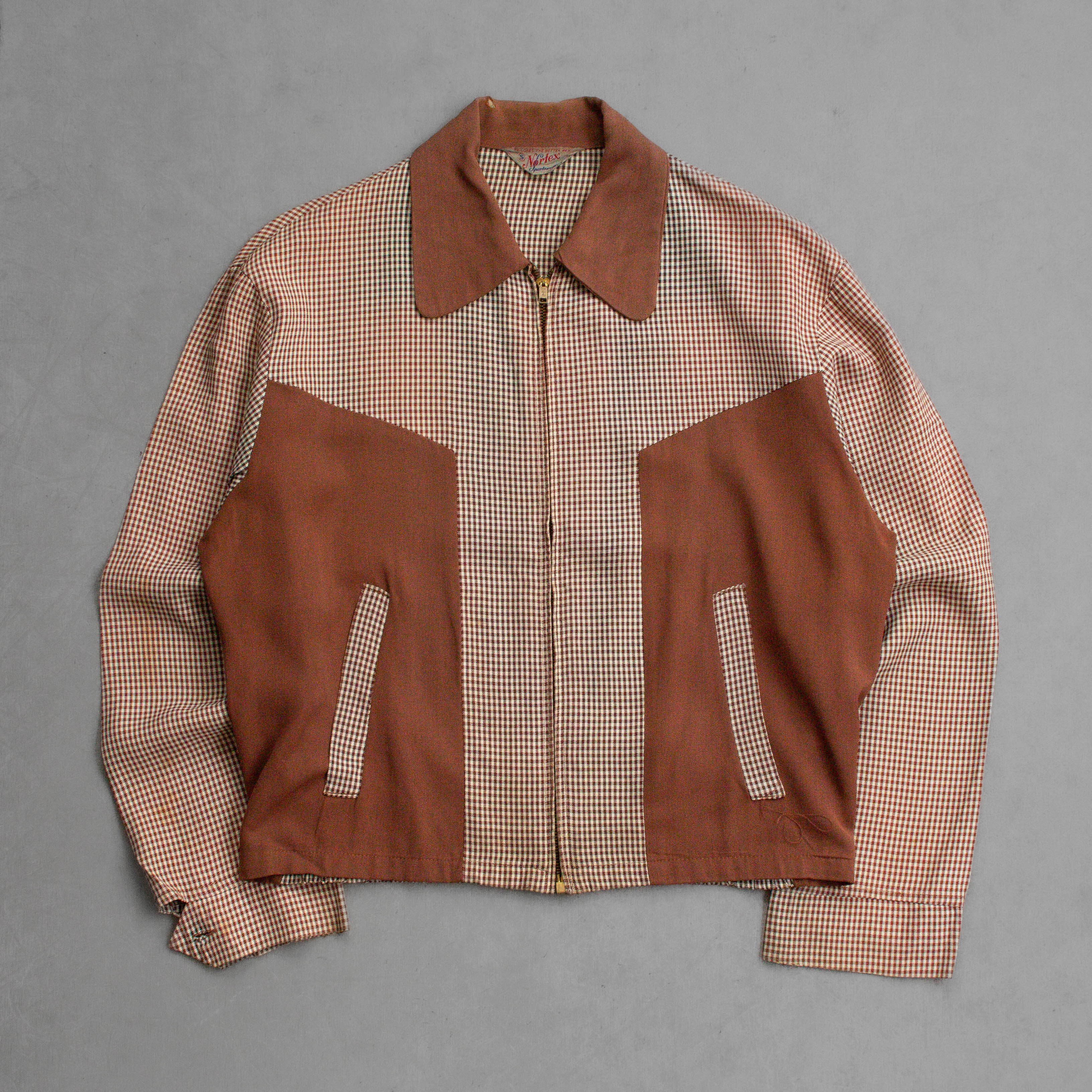 50S TWO TONE RAYON RICKY JACKET 美國製 磚紅 千鳥紋 嫘縈 夾克 外套