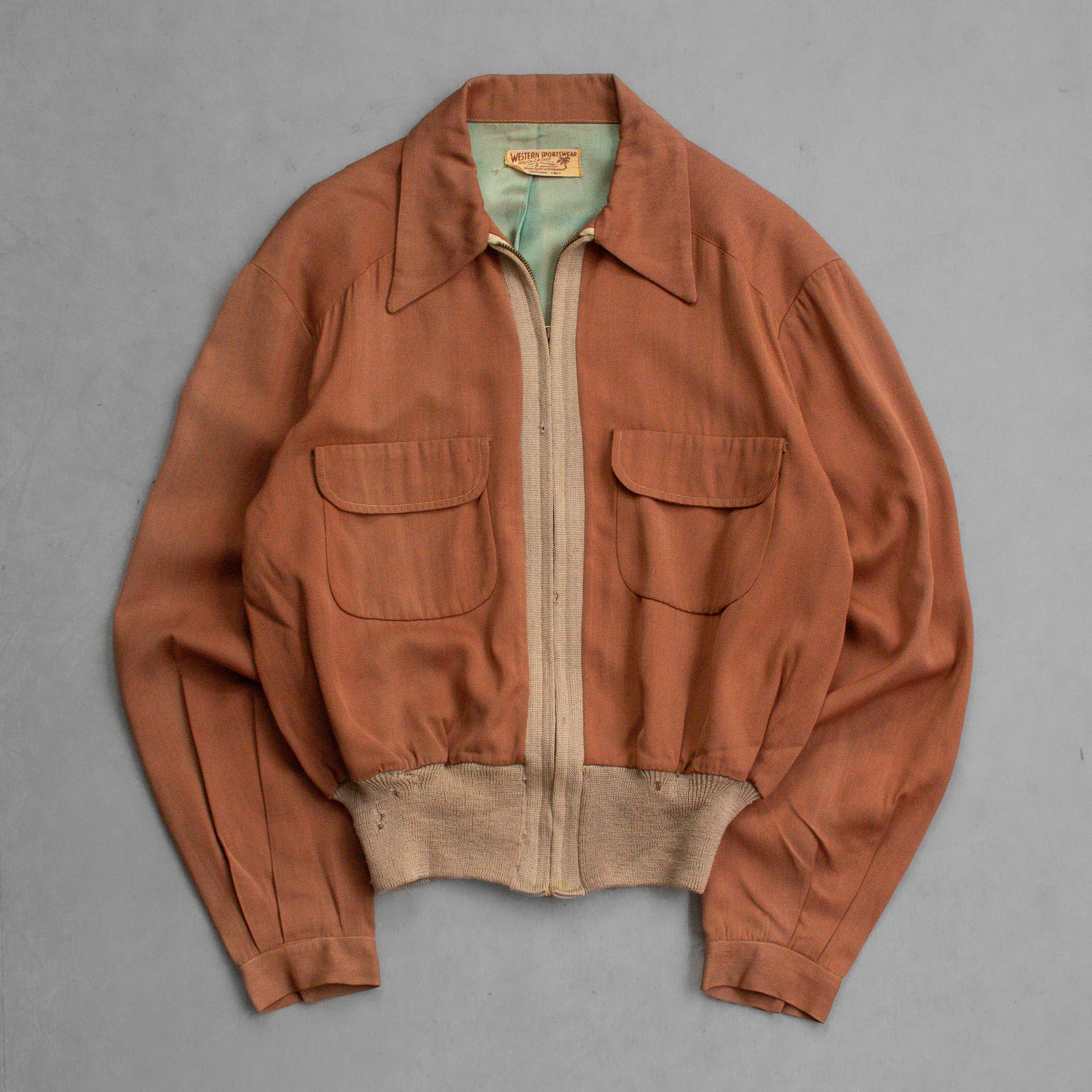 50S TWO TONE RAYON RICKY JACKET 美國製 磚紅 針織 嫘縈 夾克 外套