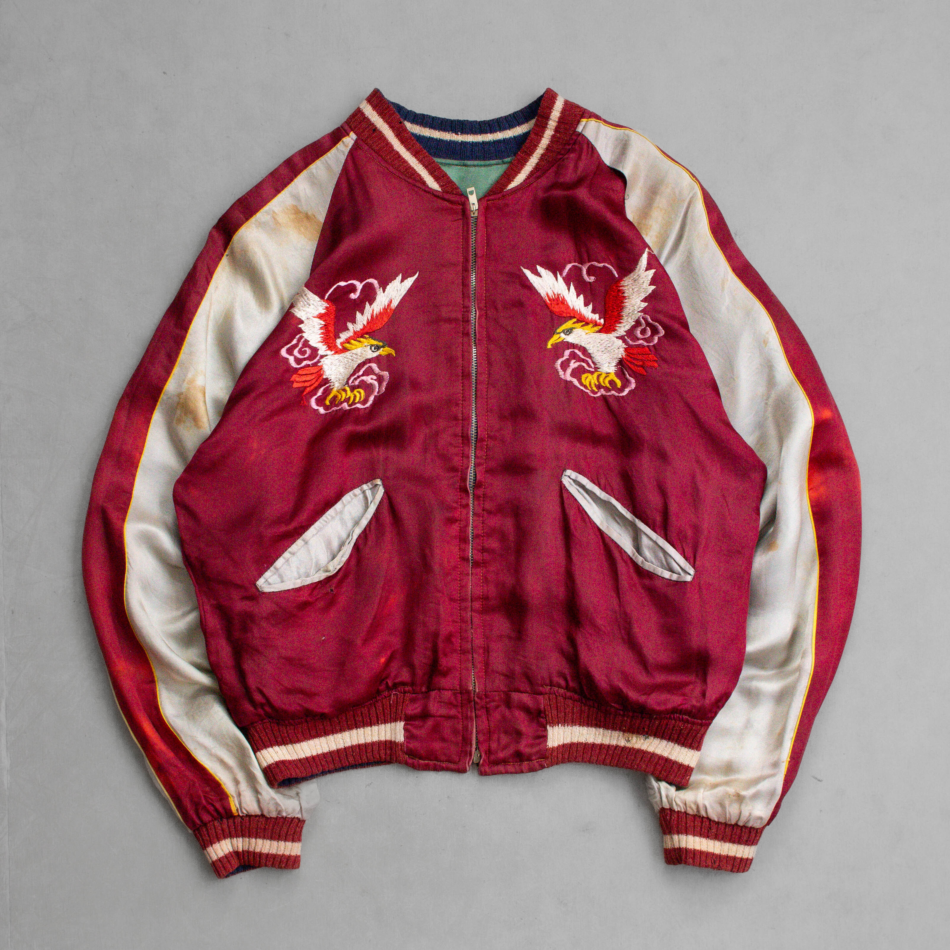 50S SUKAJAN SOUVENIR JACKET 韓國 紅綠 雙面穿 緞面 橫須賀 夾克 外套