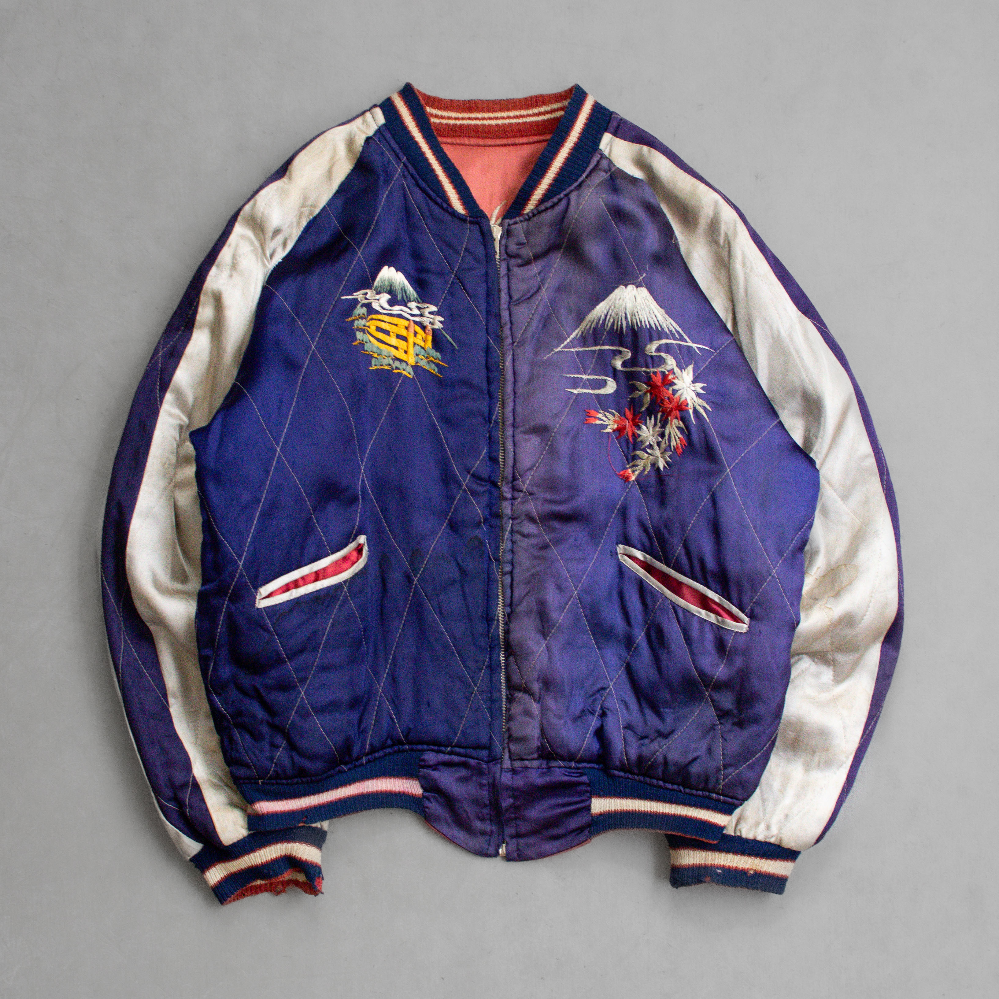 50S SUKAJAN SOUVENIR JACKET 日本 紫紅 雙面穿 鋪棉 緞面 橫須賀 夾克 外套