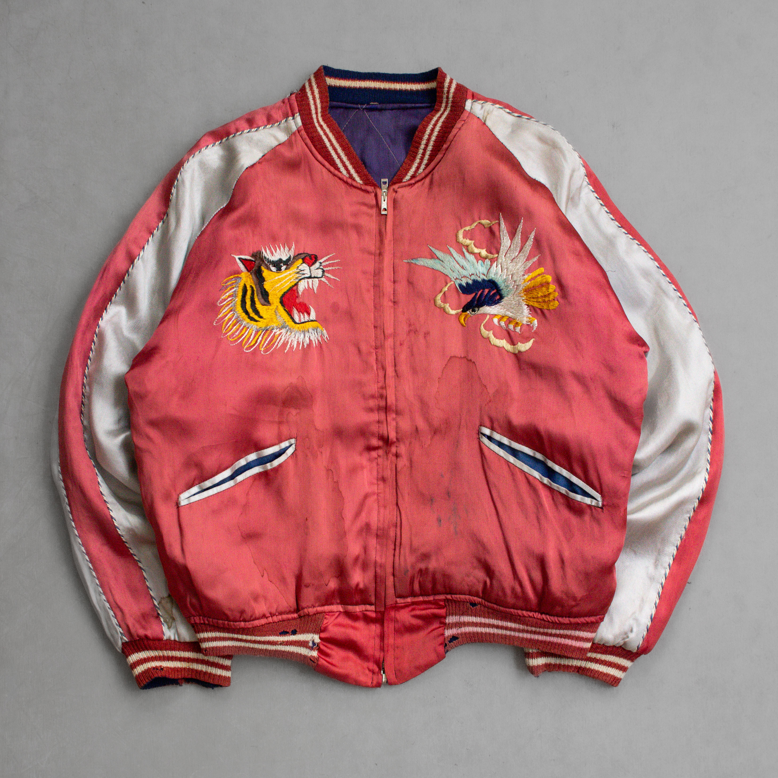 50S SUKAJAN SOUVENIR JACKET 日本 紫紅 雙面穿 鋪棉 緞面 橫須賀 夾克 外套