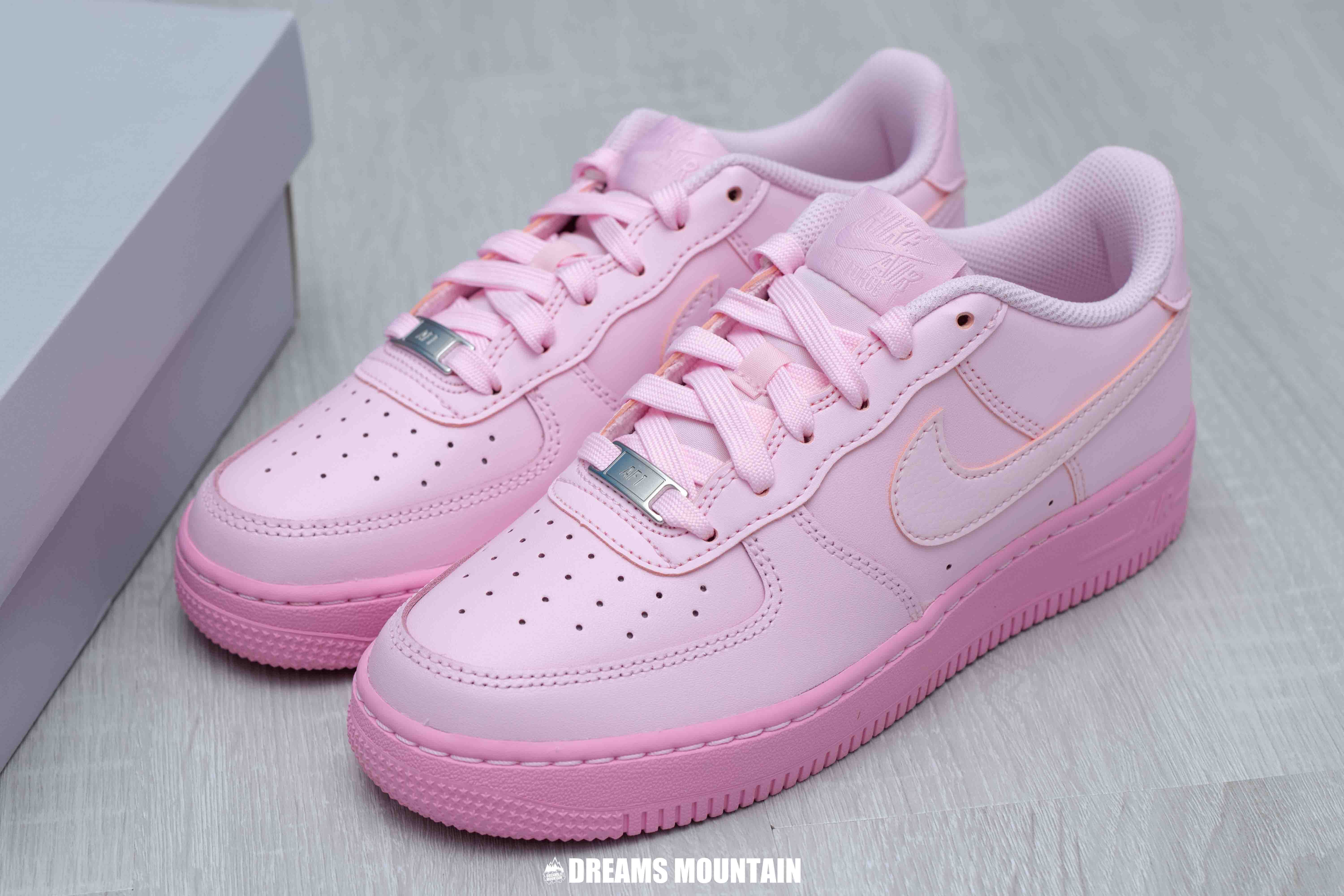 【預訂】 NIKE AIR FORCE 1 櫻花粉拼桃粉-GS