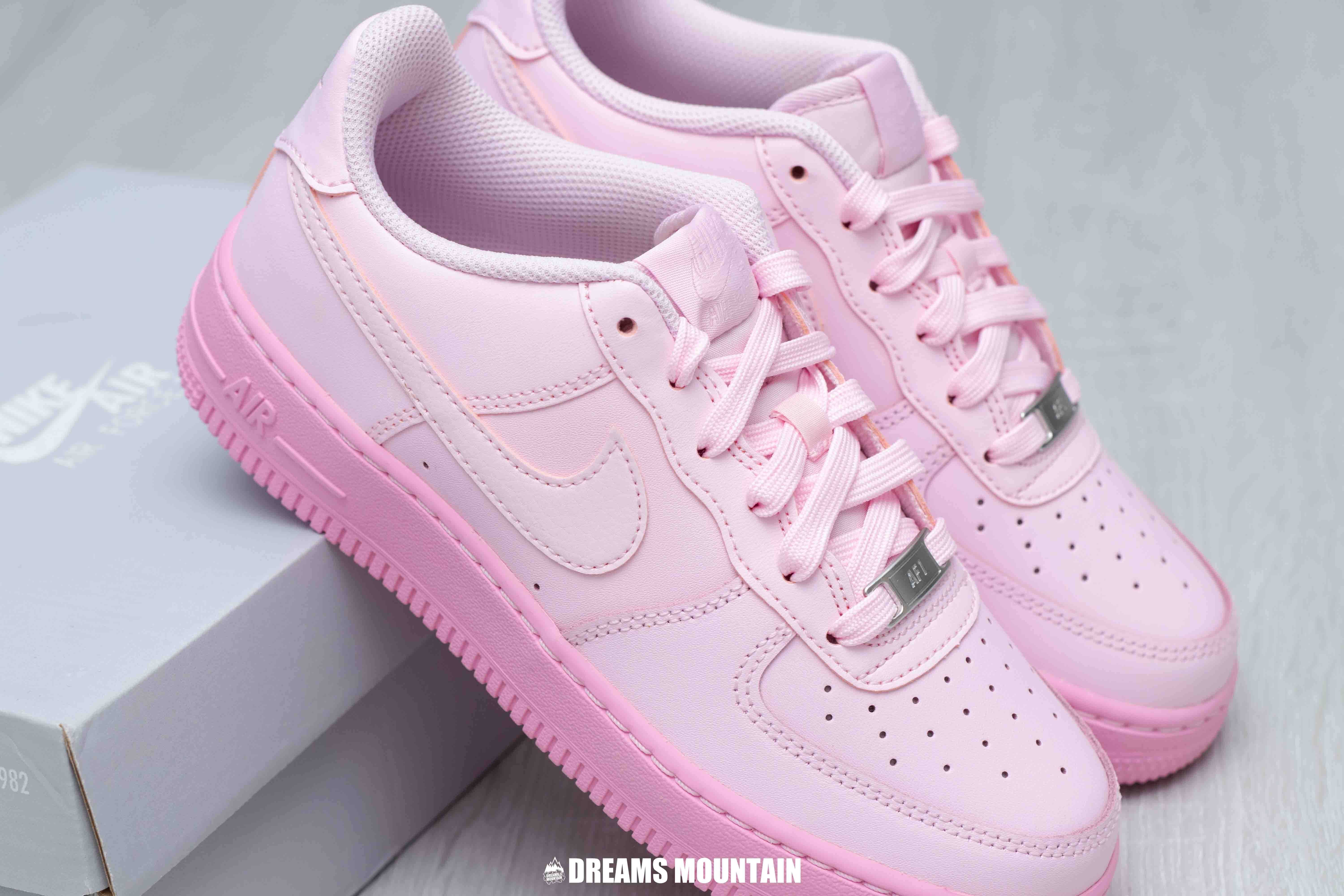 【預訂】 NIKE AIR FORCE 1 櫻花粉拼桃粉-GS