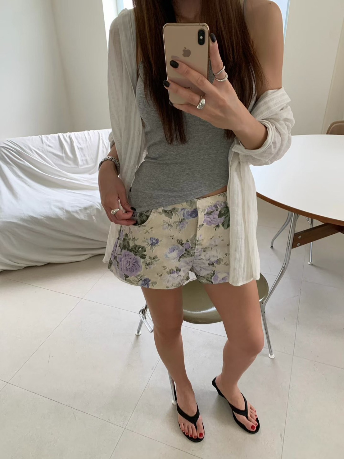 油畫玫瑰短褲