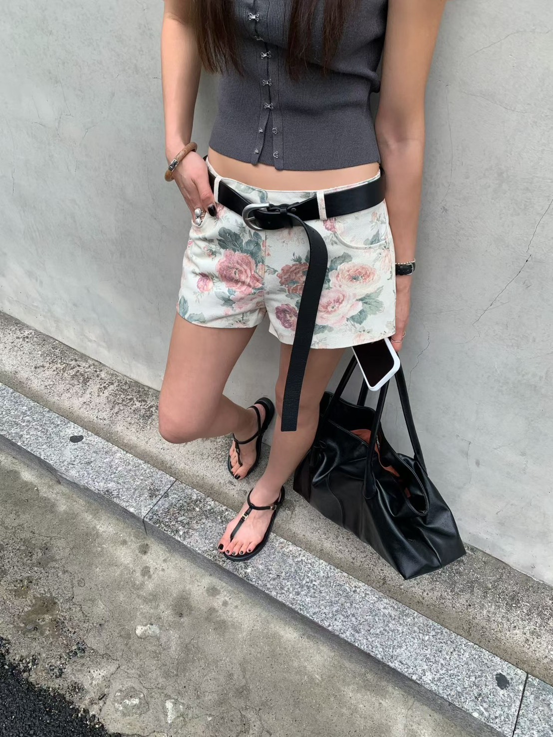 油畫玫瑰短褲