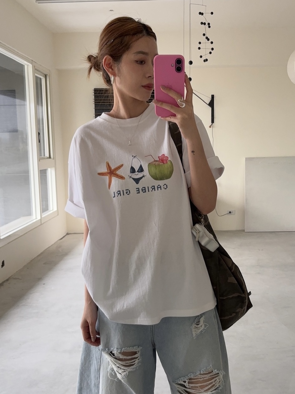 J49/ CARIBE GIRL 椰子比基尼海星短袖上衣