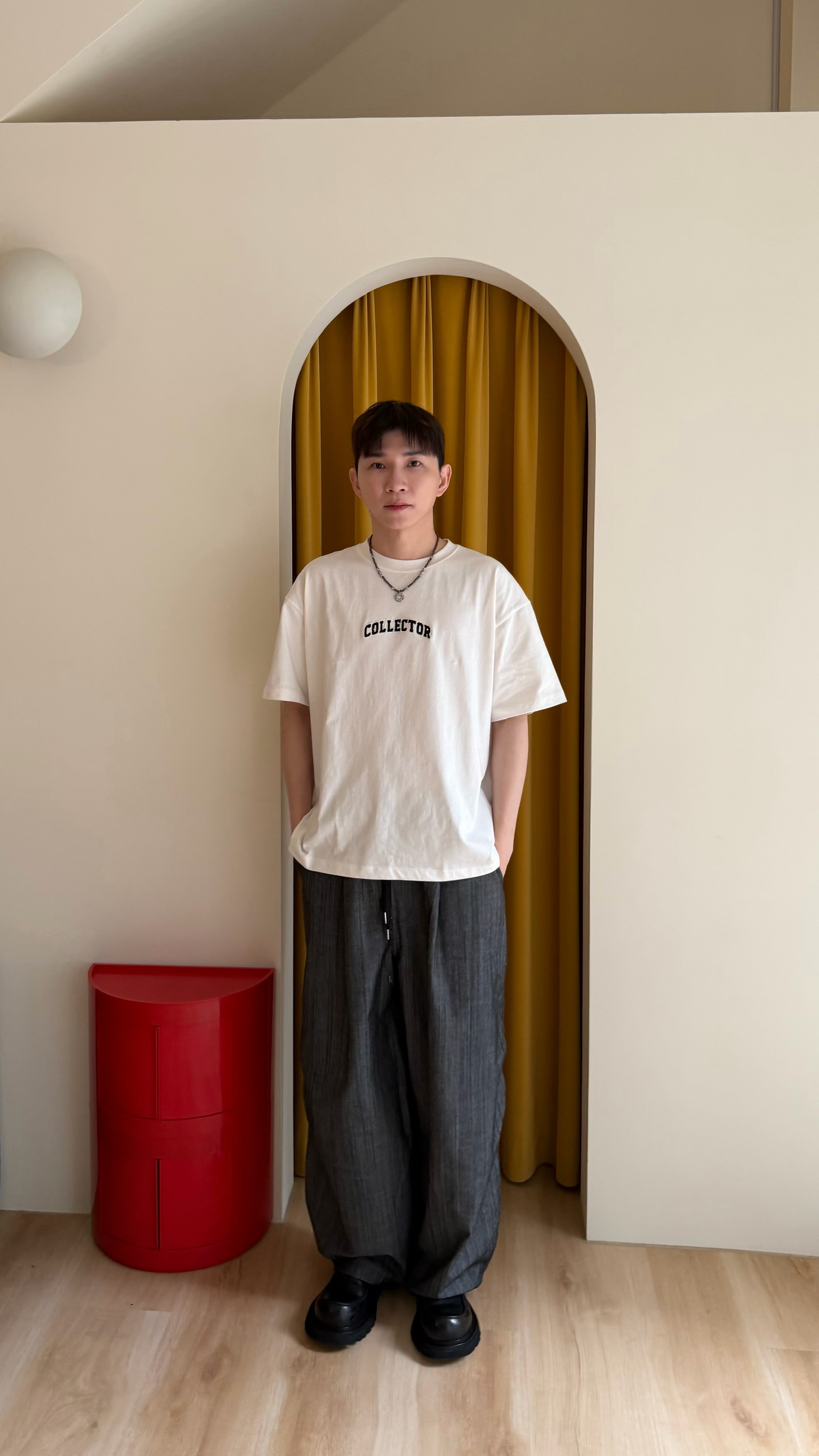 鬆緊腰汽球丹寧褲