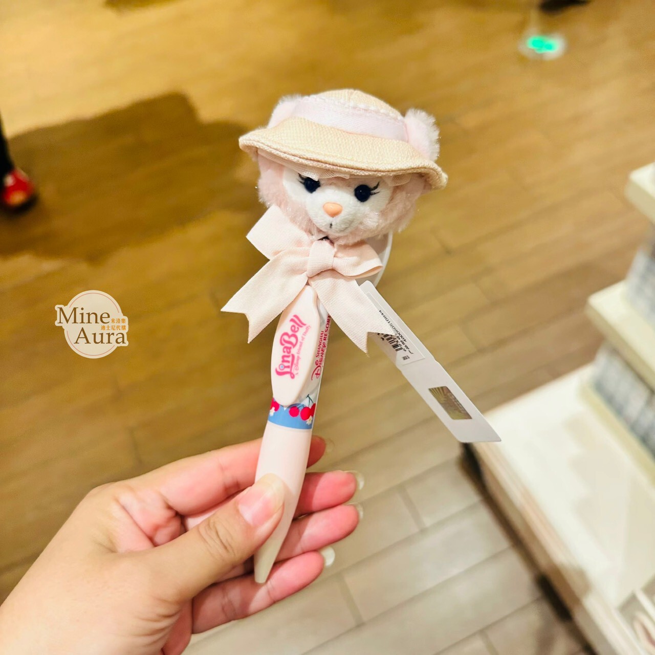 達菲 Duffy 與好友們 櫻桃烘焙系列 玲娜貝兒 LinaBell 絨毛大頭 搖頭 圓珠筆 -上海迪士尼樂園