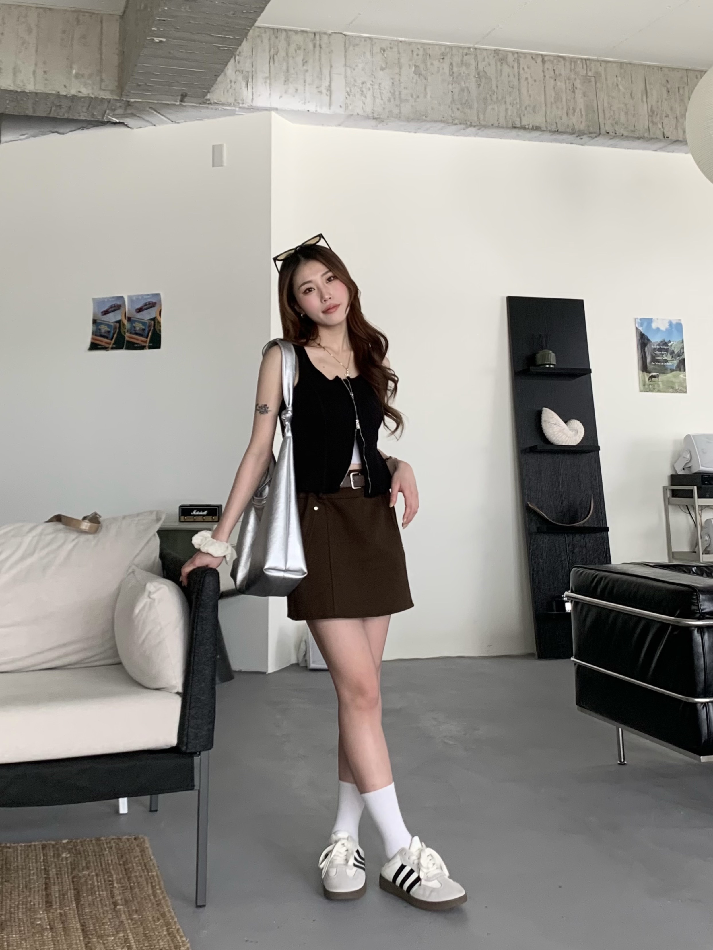 雙拉鍊螺紋修身背心