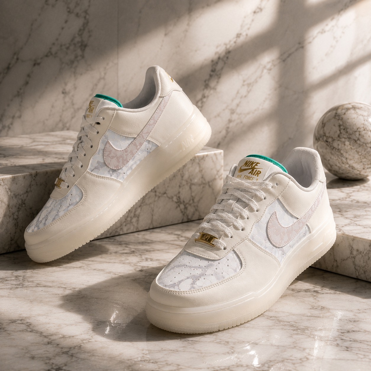 <國外限定>LEBRON JAMES X NIKE AIR FORCE 1 NBA 聯名 北京 冰底 大理石紋 IQ5373100