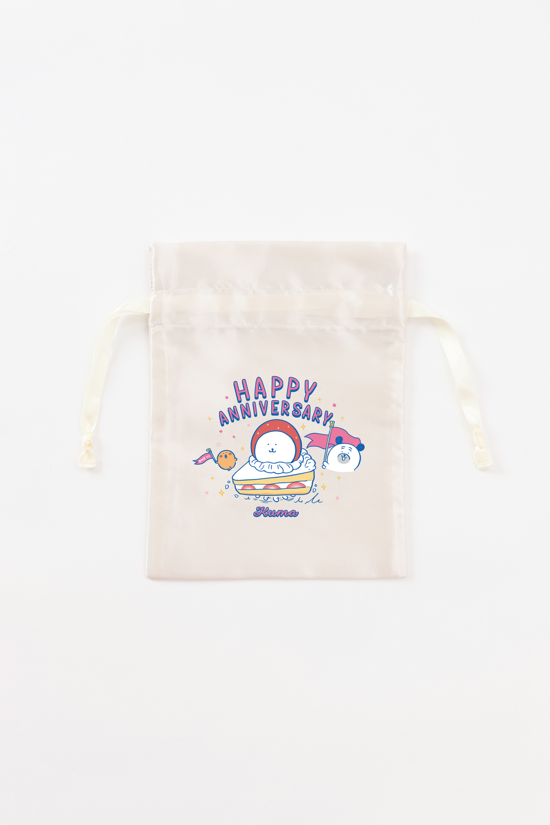 預訂｜白熊 ODM 緞面荷葉邊索繩袋 HAPPY ANNIVERSARY
