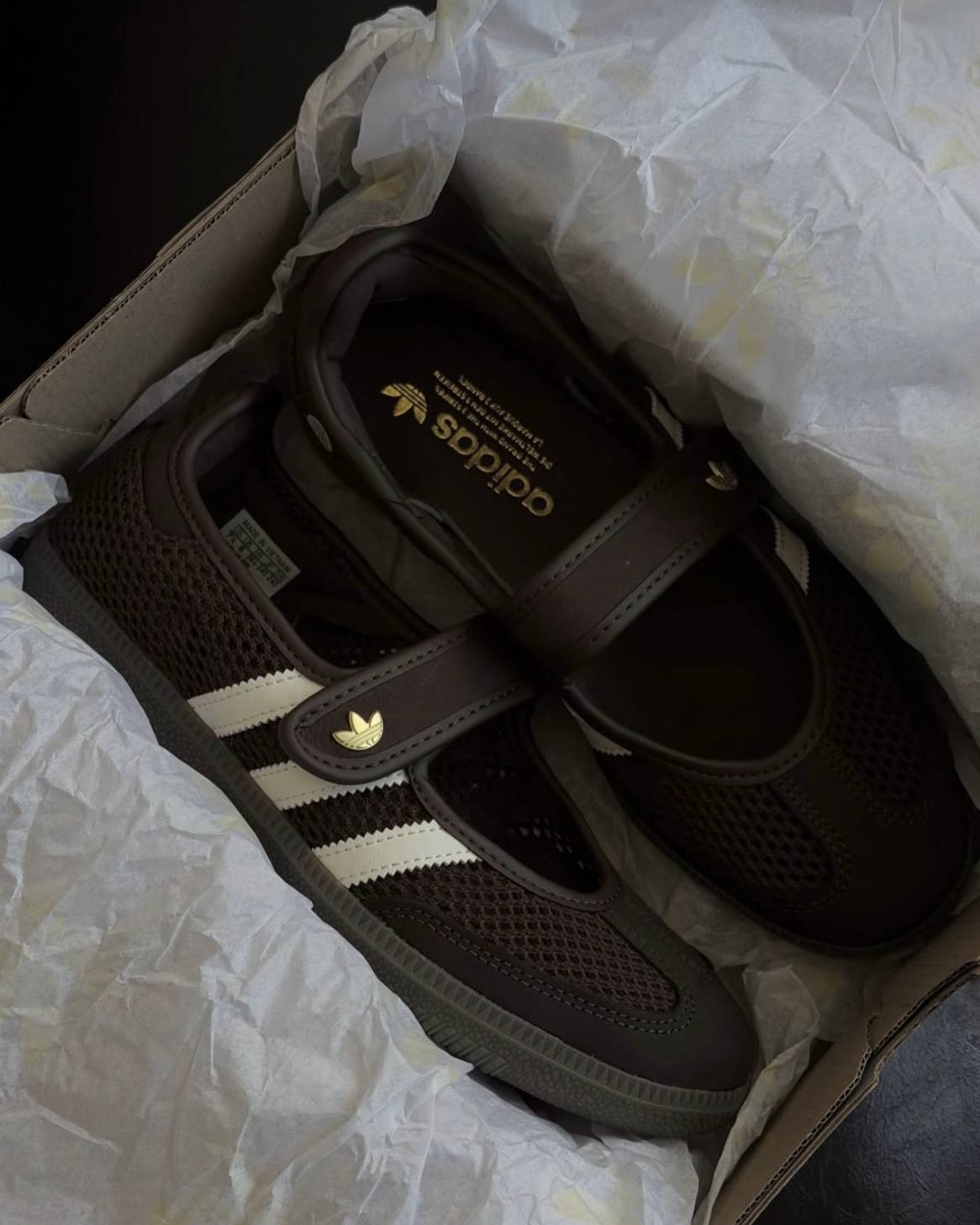 ADIDAS SAMBA JANE 巧克力棕 咖啡色 網面 透氣 金標 復古 瑪莉珍鞋 女鞋