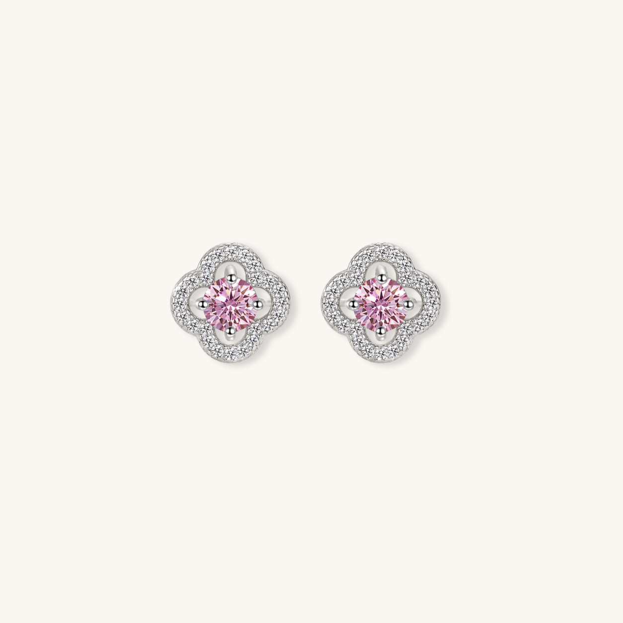 Sakura pink moissanite earrings