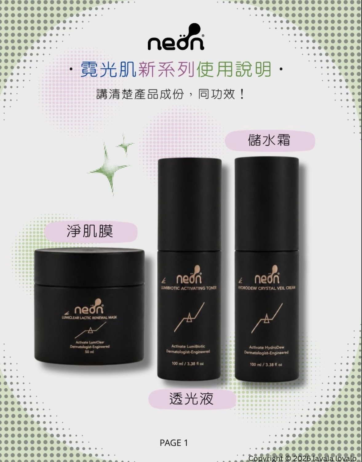 nëon新系列(淨肌膜/儲水霜/透光液)