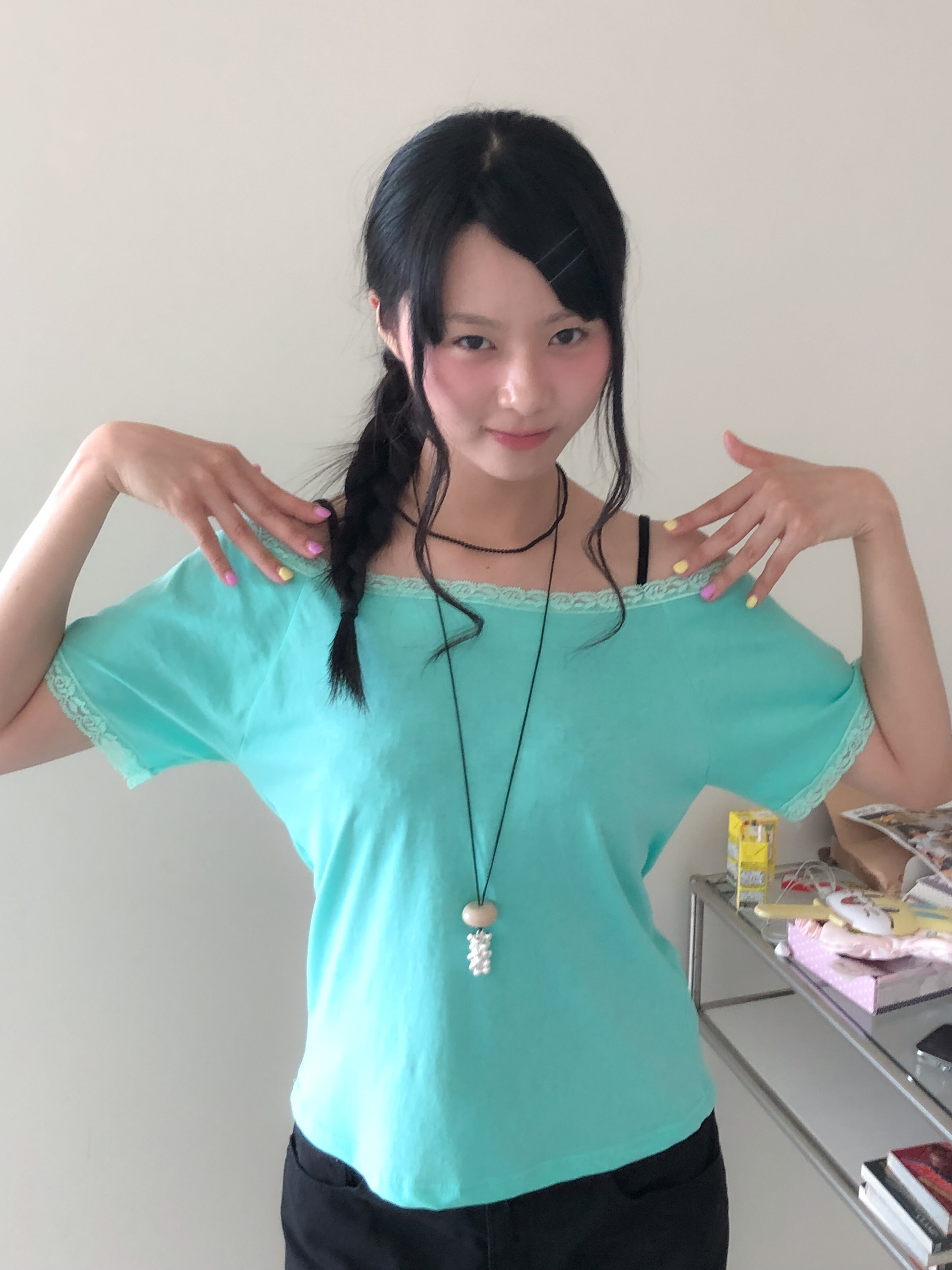 ray off shoulder tee #上衣